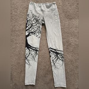 Noli Yoga Black and Gray Tree Print Women's Yoga Leggings